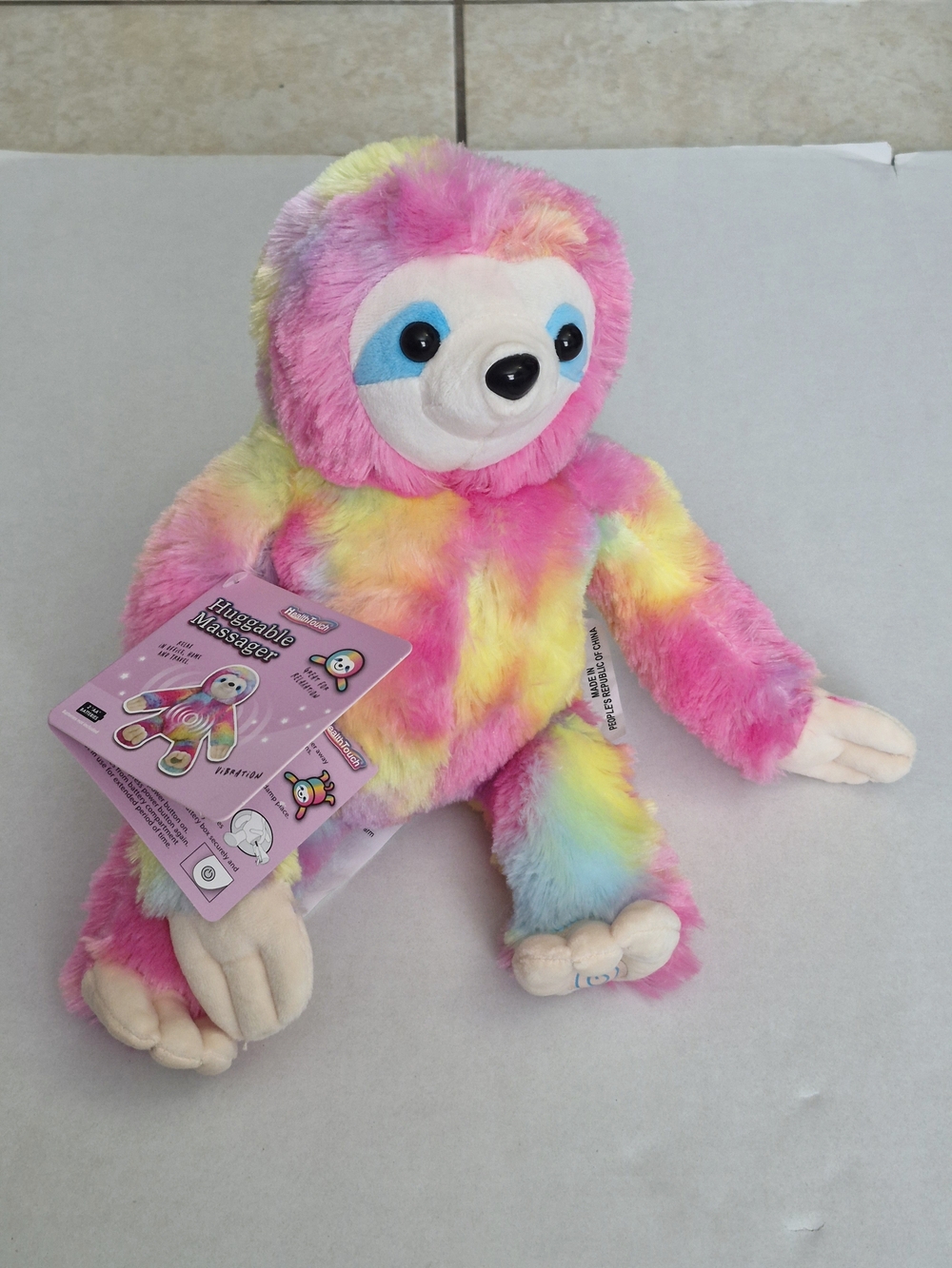Huggable Massager - Rainbow Sloth Plush Vibration Stuffed Animal Health Touch